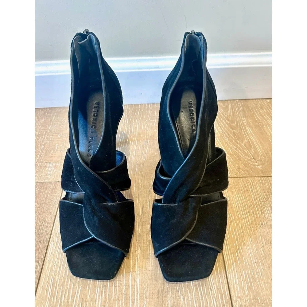 Veronica Beard Aerin‎ Sandal Stilleto Black Suede Pump Sz 7.5 $350 style 6102410